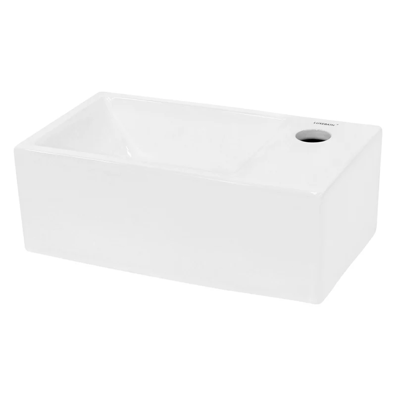 Waschbecken inkl. Ablaufgarnitur Silber ohne Überlauf 35x20,5x12,5 cm Weiß aus Keramik LuxeBath