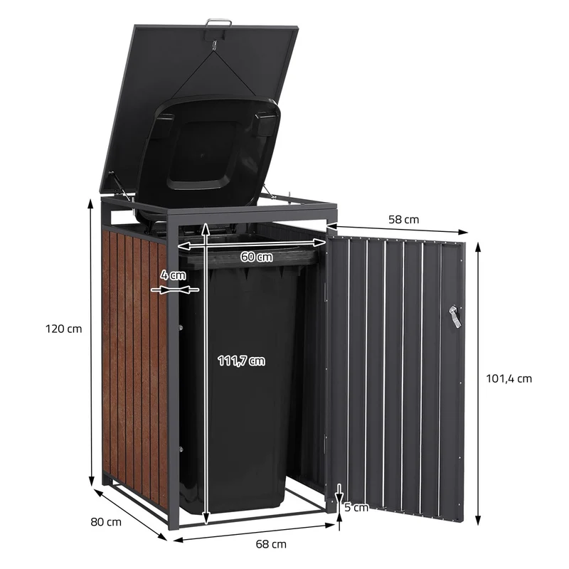 Mülltonnenbox 3er bis 240L 200x80x120 cm aus Stahl in Rostoptik ML-Design