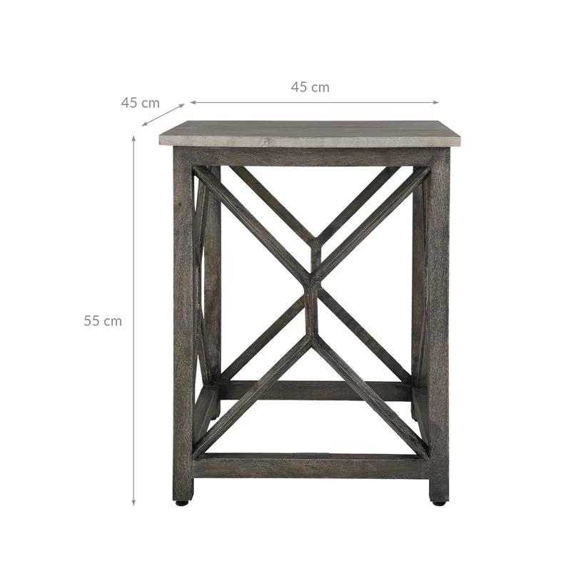 Beistelltisch Ø 45x55 cm Grau aus Mangoholz WOMO-Design