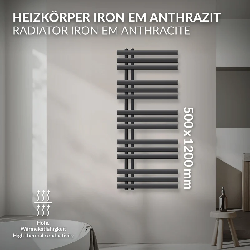 Badheizkörper Iron EM 500x1200 mm Anthrazit