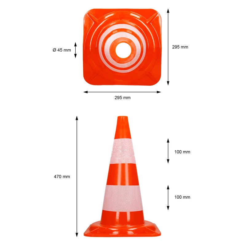 10er Set Verkehrskegel Pylone Warnkegel Verkehrshütchen 47 cm Orange/Weiß