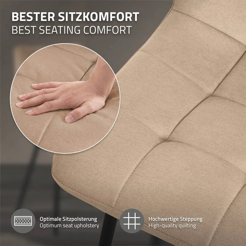 B-Ware Esszimmerstühle 2er Set Hellbraun Küchenstuhl mit Polyesterbezug und Stahlbeinen ML-Design