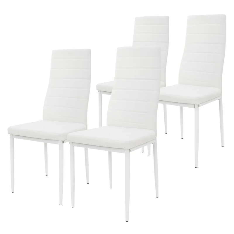 Esszimmerstuhl 4er Set mit hoher Rückenlehne aus PU-Leder Metallbeine ML-Design