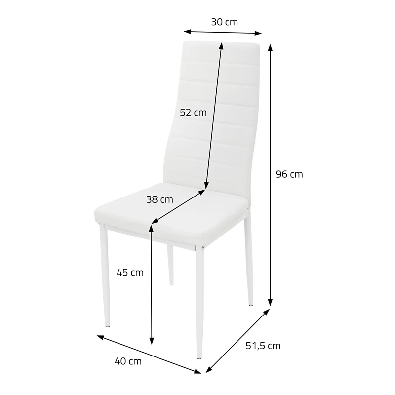 Esszimmerstuhl 4er Set mit hoher Rückenlehne aus PU-Leder Metallbeine ML-Design