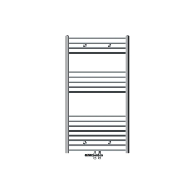Badheizkörper 750x1200 mm Chrome gerade Boden Anschlussgarnitur