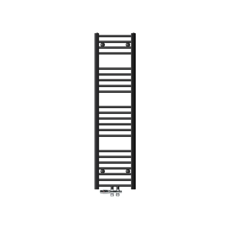 Badheizkörper Mittelanschluss 300x1400 mm Anthrazit gerade mit Boden Anschlussgarnitur LuxeBath