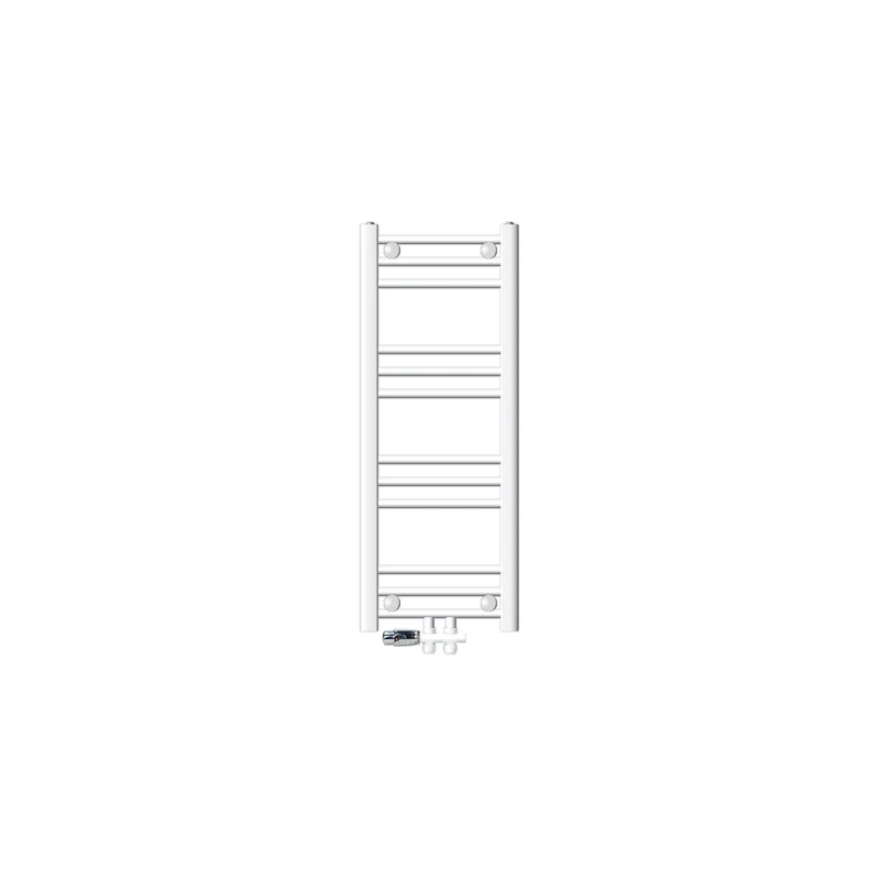 Badheizkörper Mittelanschluss 300x800 mm Weiß gerade mit Boden Anschlussgarnitur LuxeBath