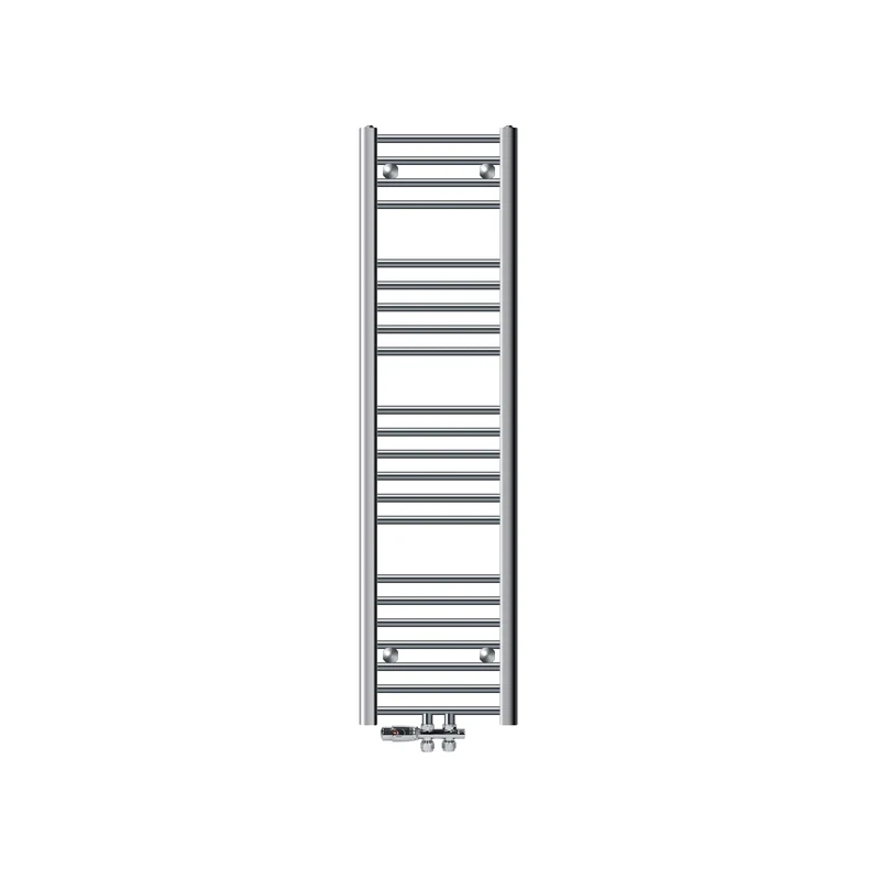 Badheizkörper Mittelanschluss 300x1400 mm Chrome gerade mit Boden Anschlussgarnitur LuxeBath
