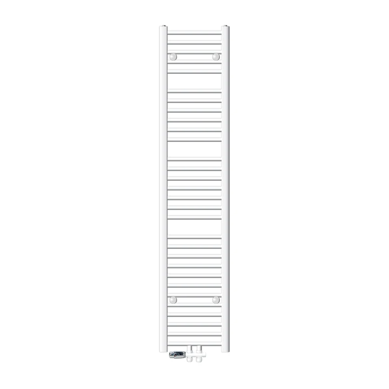 Badheizkörper Mittelanschluss 300x1800 mm Weiß gerade mit Boden Anschlussgarnitur LuxeBath