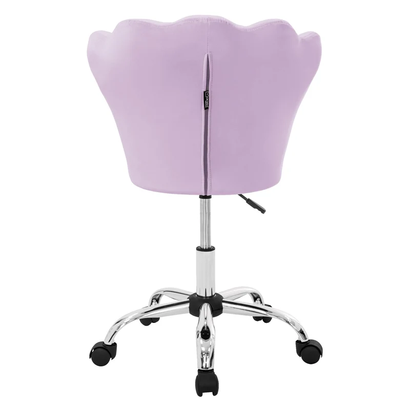 B-Ware Bürostuhl mit Rollen und Rückenlehne Muscheldesign 55x60 cm Lila aus Samt Schminktisch Stuhl ML-Design
