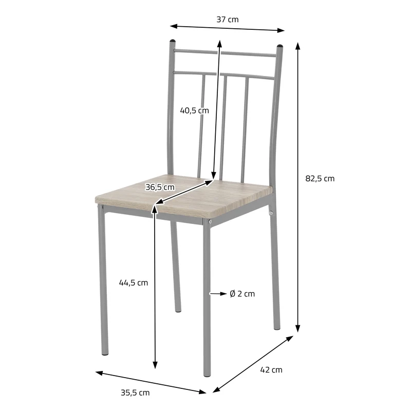 Essgruppe für 4 Personen 5-teilig mit Esstisch und 4 Stühlen Eiche hell aus Holz ML-Design