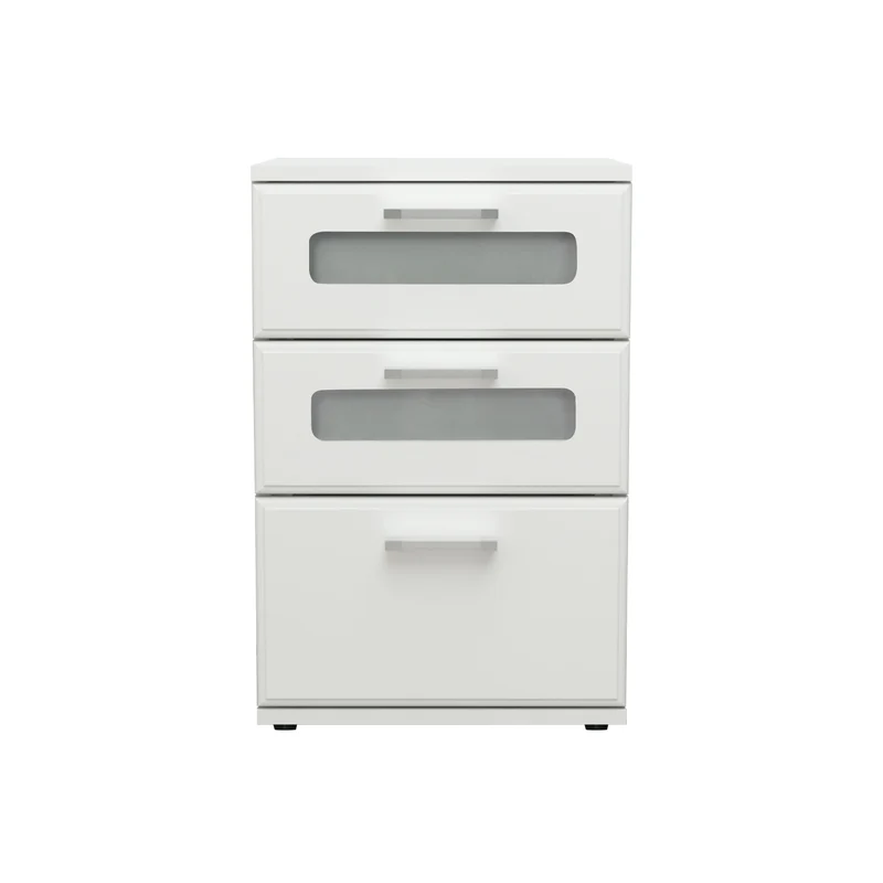 B-Ware Nachttisch mit drei Schubladen 40x60x38 cm Weiß aus Holz ML-Design