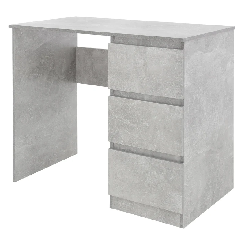 B-Ware Schreibtisch mit drei Schubladen 90x76x50 cm Grau aus Holz ML-Design