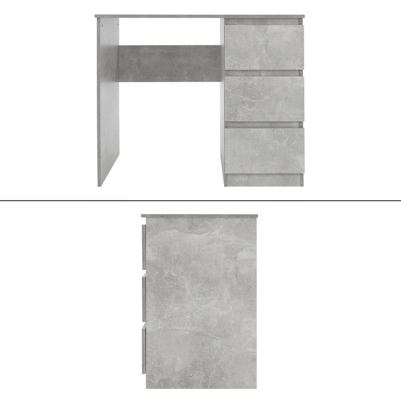 B-Ware Schreibtisch mit drei Schubladen 90x76x50 cm Grau aus Holz ML-Design