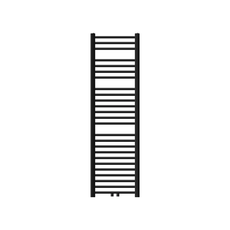 Badheizkörper mit Mittelanschluss 400x1500 mm Schwarz matt gerade mit Universale Anschlussgarnitur LuxeBath