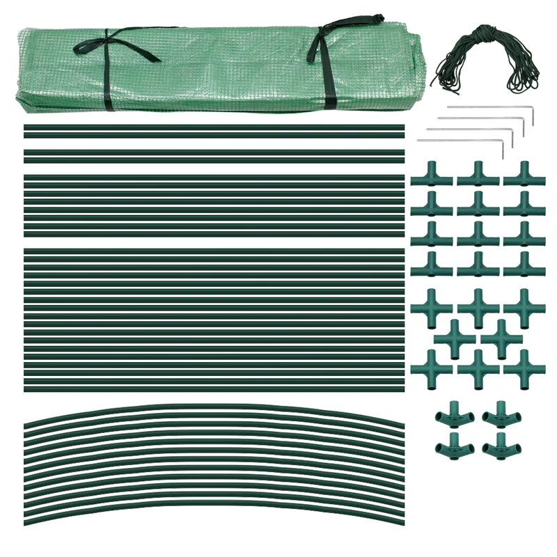 B-Ware Gewächshaus 300x200x200 cm Grün aus PE-Gitterfolie mit Metallrahmen
