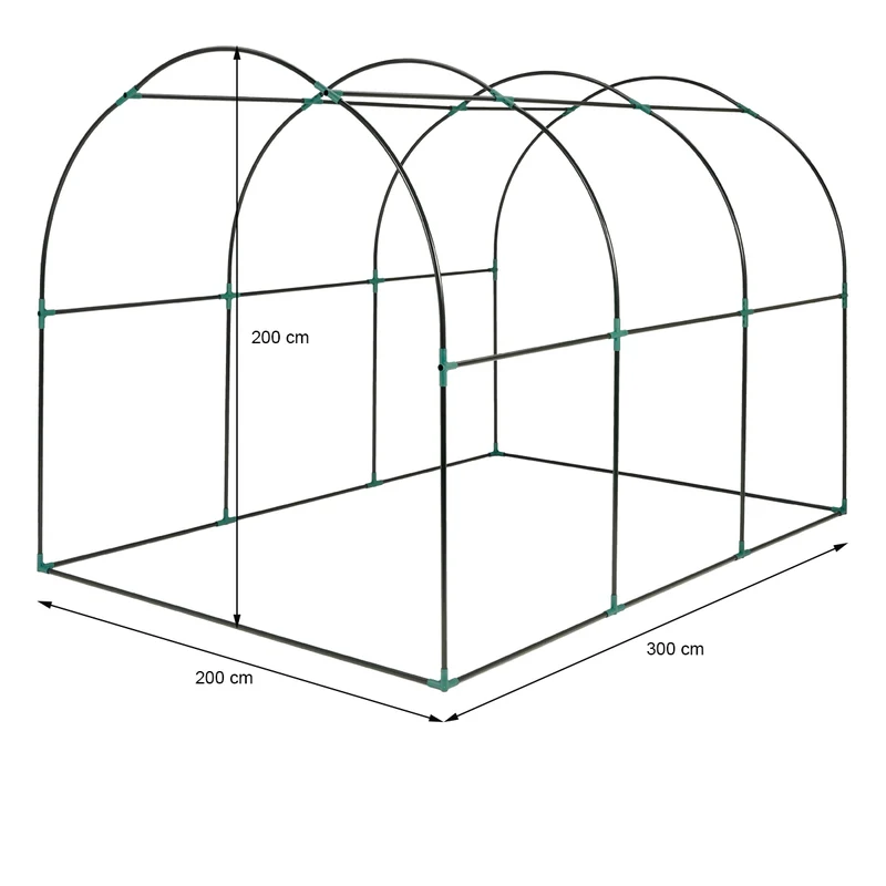 B-Ware Gewächshaus 300x200x200 cm Grün aus PE-Gitterfolie mit Metallrahmen