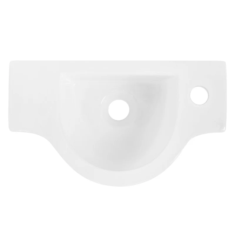 Waschbecken inkl. Ablaufgarnitur Weiß ohne Überlauf 44,5x25,5x12 cm Weiß aus Keramik Linksbündig LuxeBath