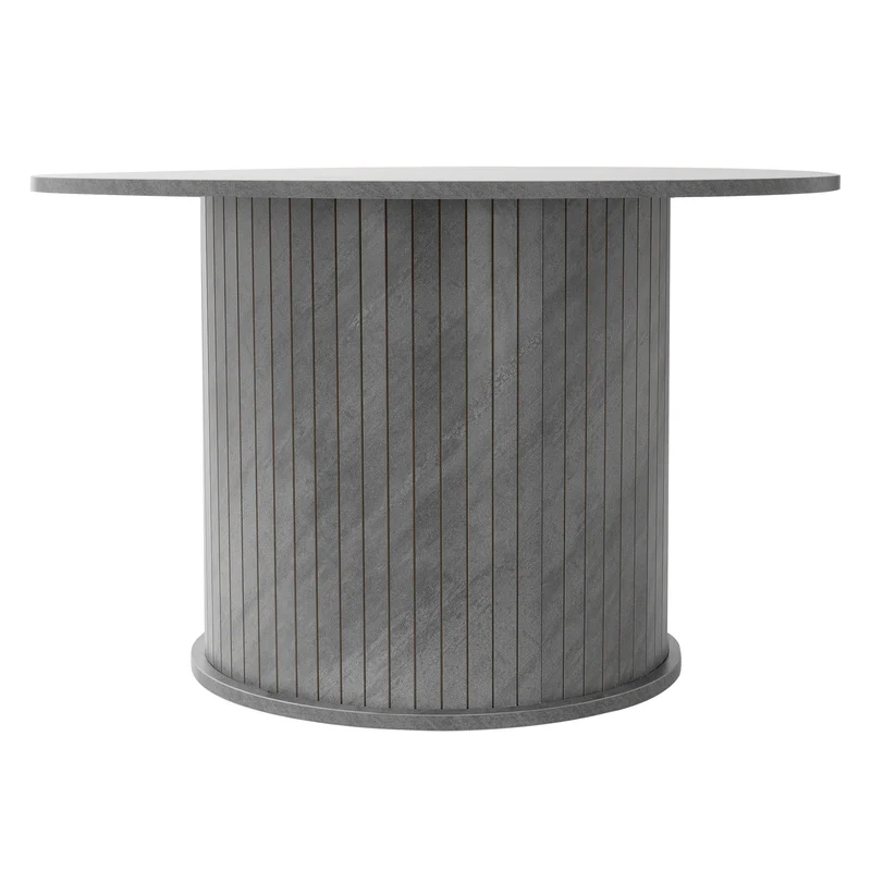 B-Ware Couchtisch mit Schiebetür Ø80x50 cm Beton-Optik Grau Runder Wohnzimmertisch mit Stauraum ML-Design