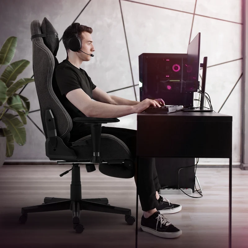 B-Ware Gaming Stuhl Grau/Weiß aus Stoff ML-Design