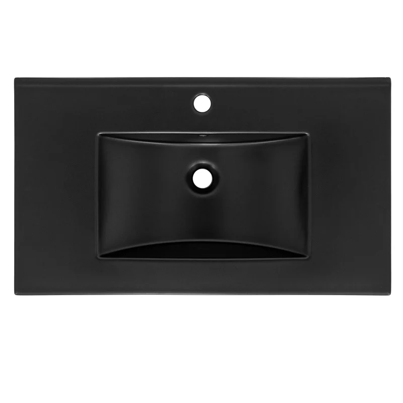 Waschbecken inkl. Ablaufgarnitur Silber mit Überlauf 81x47x17,5 cm Schwarz matt aus Keramik ML-Design