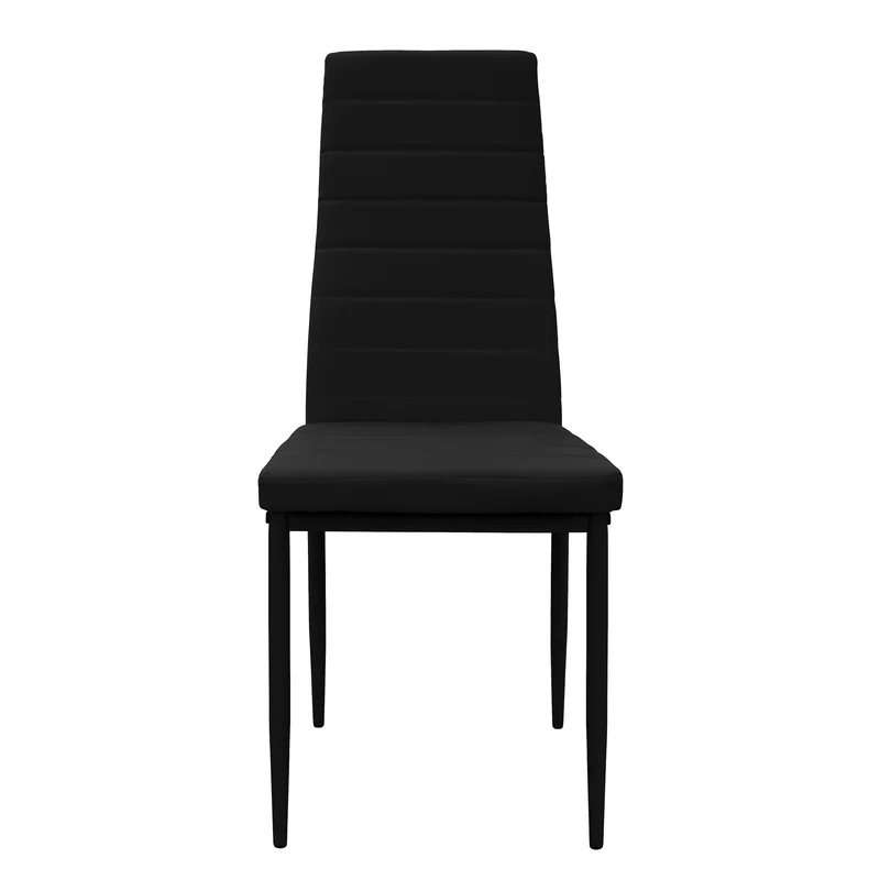 Esszimmerstühle 4er Set, Kunstleder-Bezug, Schwarz, Polsterstuhl mit Metallbeinen ML-Design
