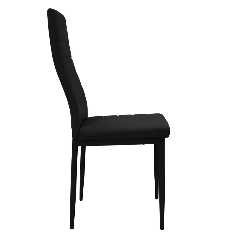 Esszimmerstühle 4er Set, Kunstleder-Bezug, Schwarz, Polsterstuhl mit Metallbeinen ML-Design