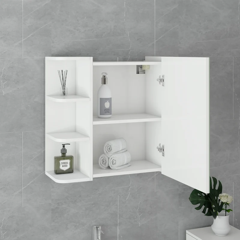 Badmöbel Set 2-Teilig modernen Stil Weiß aus Holz ML-Design