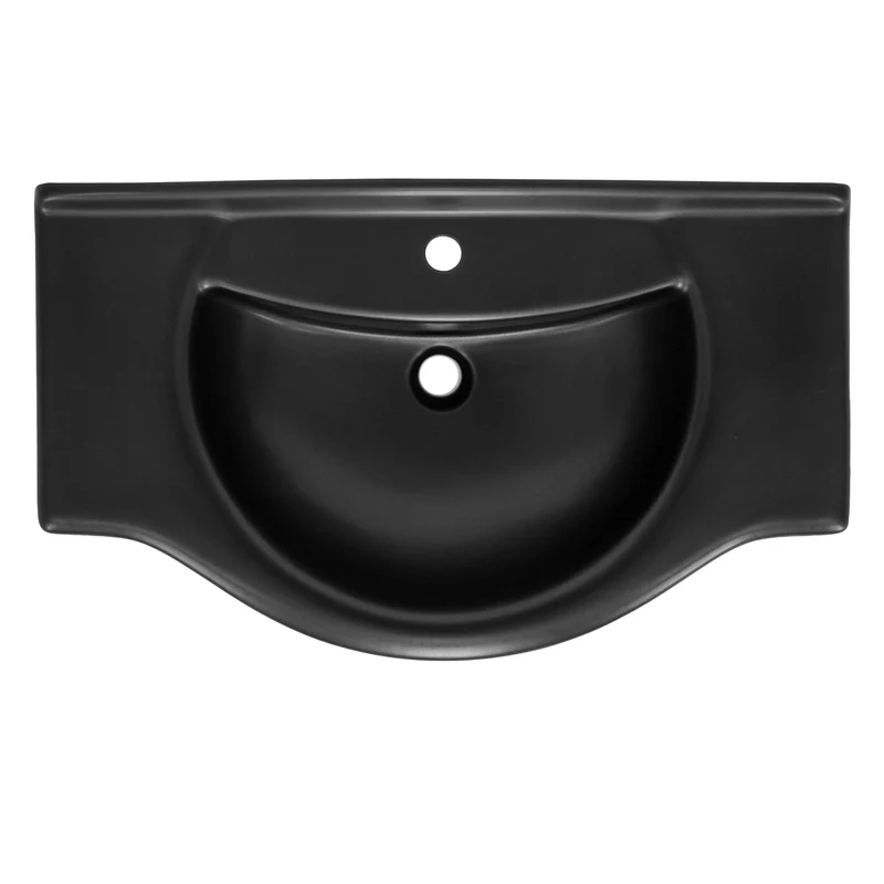 Waschbecken inkl. Ablaufgarnitur Silber mit Überlauf 87x50,5x22,5 cm Schwarz matt aus Keramik ML-Design