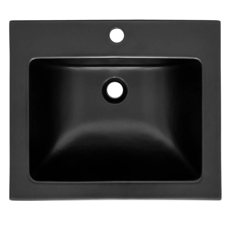 Waschbecken inkl. Ablaufgarnitur Silber mit Überlauf 52,5x45x21 cm Schwarz matt aus Keramik ML-Design
