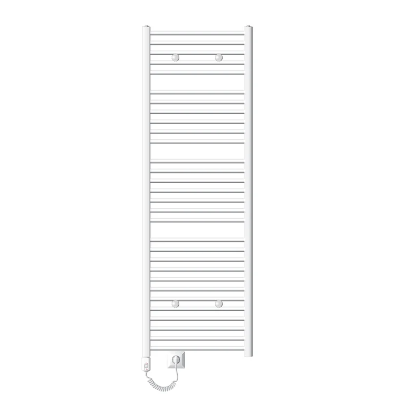 Elektrischer Badheizkörper mit Heizstab 900W 600x1800 mm Weiß gebogen mit Seitenanschluss LuxeBath