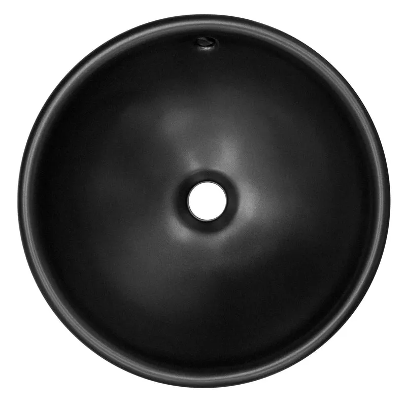 Waschbecken inkl. Ablaufgarnitur mit Überlauf Ø 42x17 cm Schwarz matt aus Keramik LuxeBath