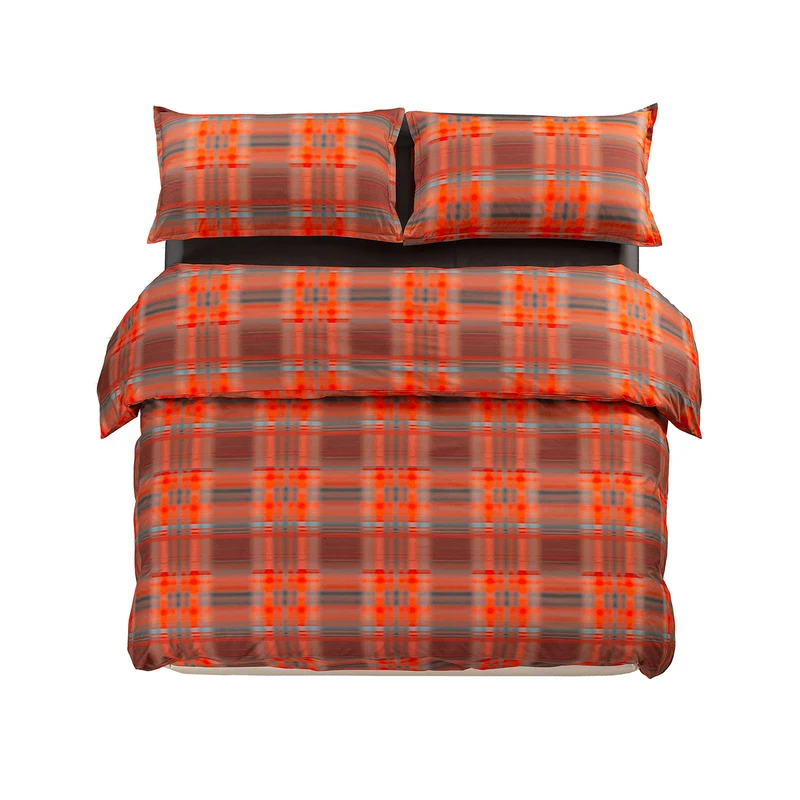 Completo Copripiumino Hazy Tartan in Percalle