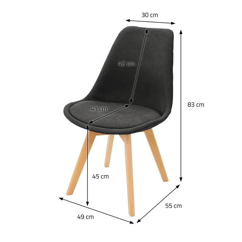 B-Ware Esszimmerstuhl 4er Set Schwarz Leinenbezug mit Holzbeinen ML-Design