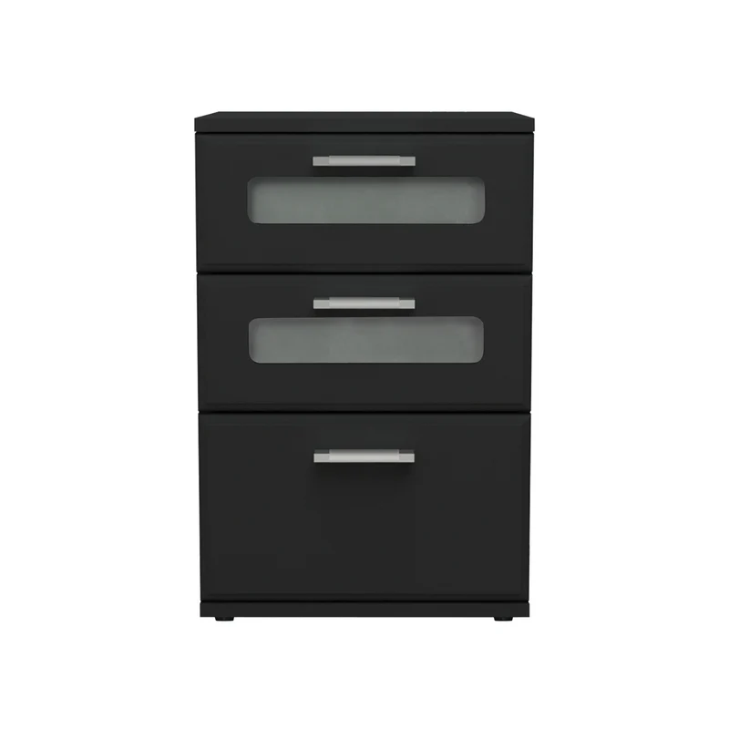 Nachttisch mit drei Schubladen 40x60x38 cm Schwarz aus Holz ML-Design