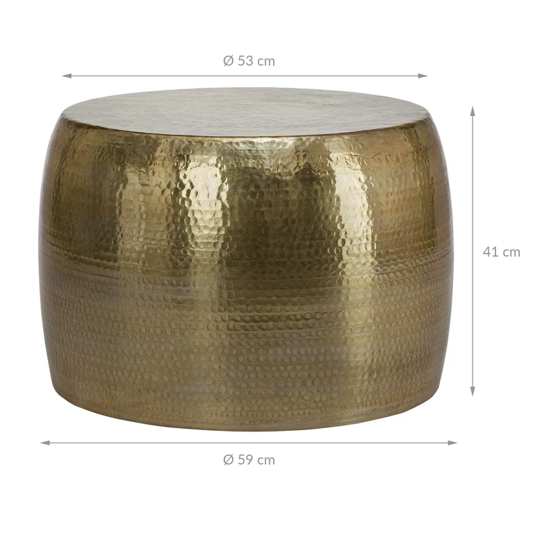 B-Ware Couchtisch Ø 59x41 cm gold aus Aluminium-Legierung in Hammerschlag-Technik WOMO-DESIGN
