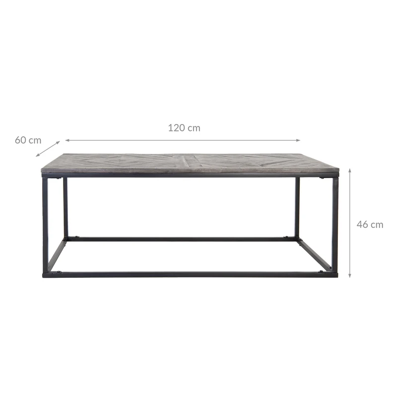 B-Ware Couchtisch 120x60x46 cm Grau aus Metall und Mangoholz WOMO-Design