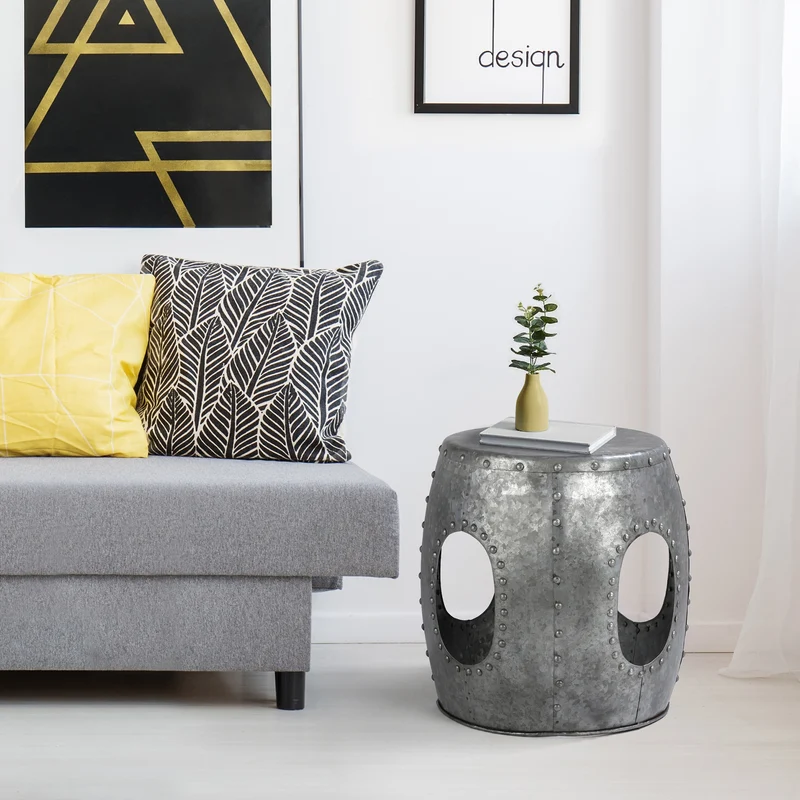 Beistelltisch Ø 38x43 cm Silber aus Metall WOMO-Design