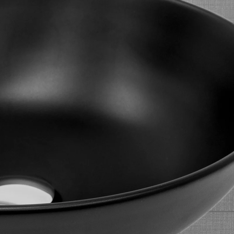 Waschbecken Rund ohne Überlauf Ø 32x13,5 cm Schwarz aus Keramik LuxeBath