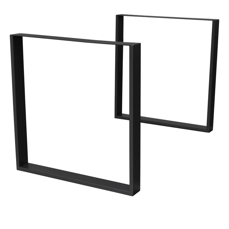 B-Ware Tischbeine Tischgestell 2er Set U-Design 60x72 cm Schwarz aus Stahl