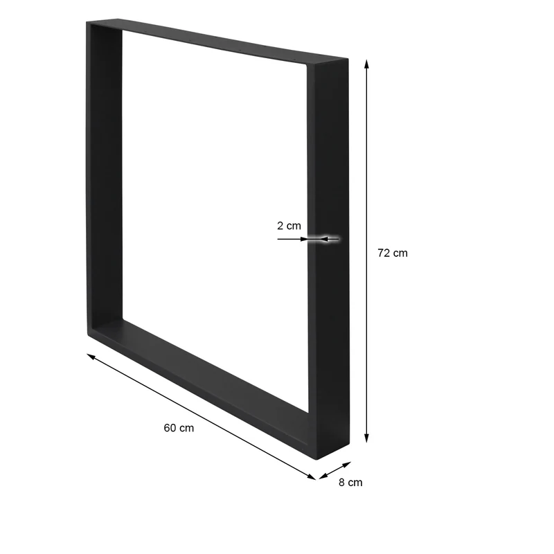 B-Ware Tischbeine Tischgestell 2er Set U-Design 60x72 cm Schwarz aus Stahl