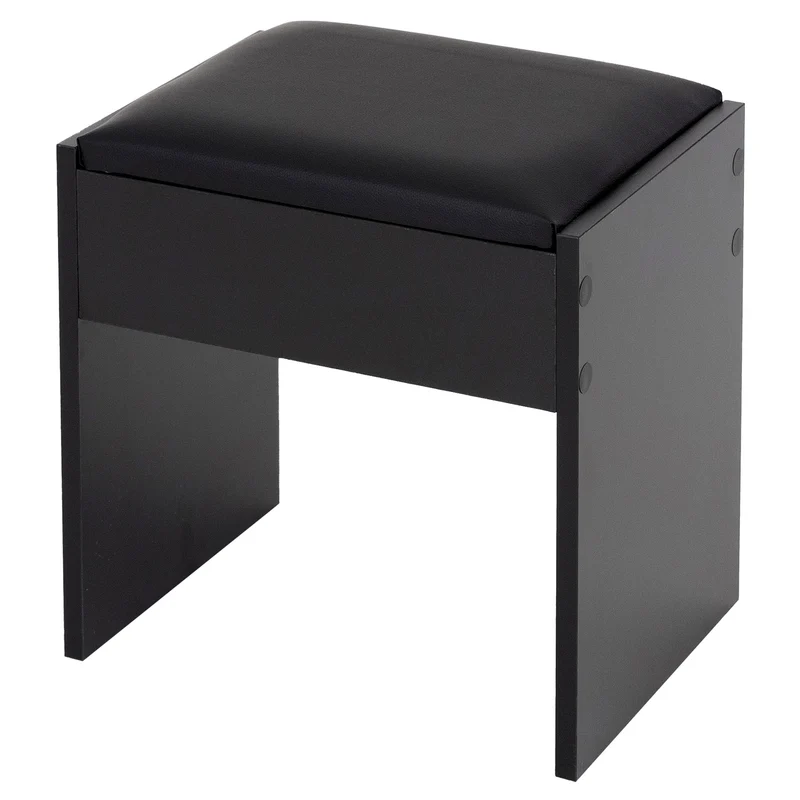 Schminktisch Frisiertisch 108x40x140 cm in Schwarz mit Spiegel, LED Beleuchtung, Schublade & Hocker ML-Design