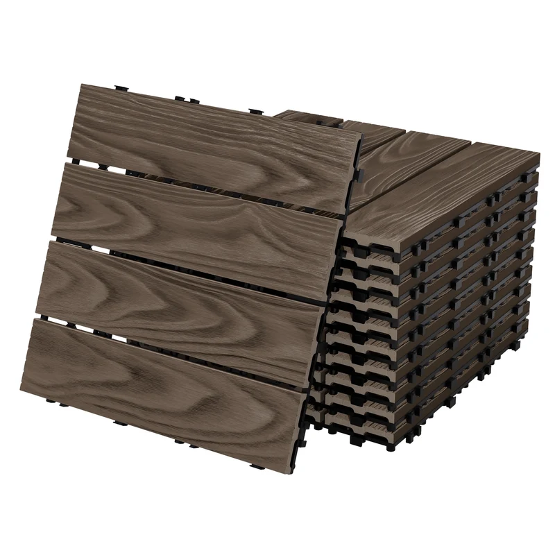 WPC Terrassenfliesen Balkonfliesen 30x30 cm in Holzoptik Holzmaserung mit Drainage und Klicksystem