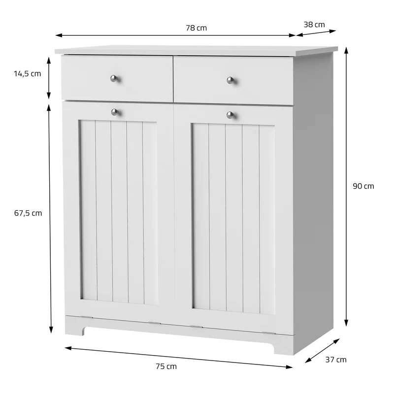 B-Ware Wäscheschrank 75x37x90 cm Weiß ML-Design