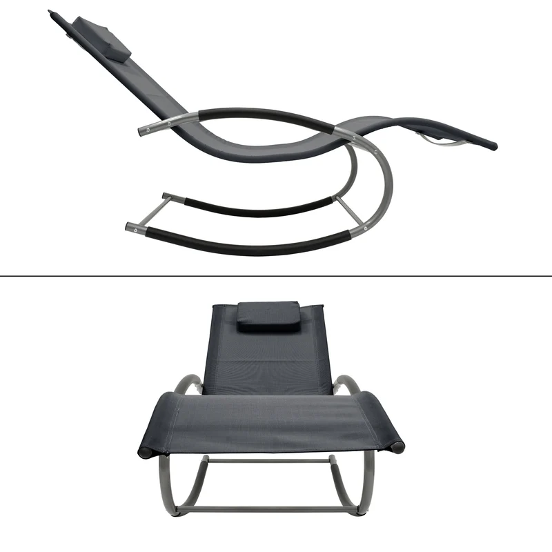 Schaukelliege mit Kopfkissen und Seitentasche Anthrazit aus Polyester und Stahl ML-Design