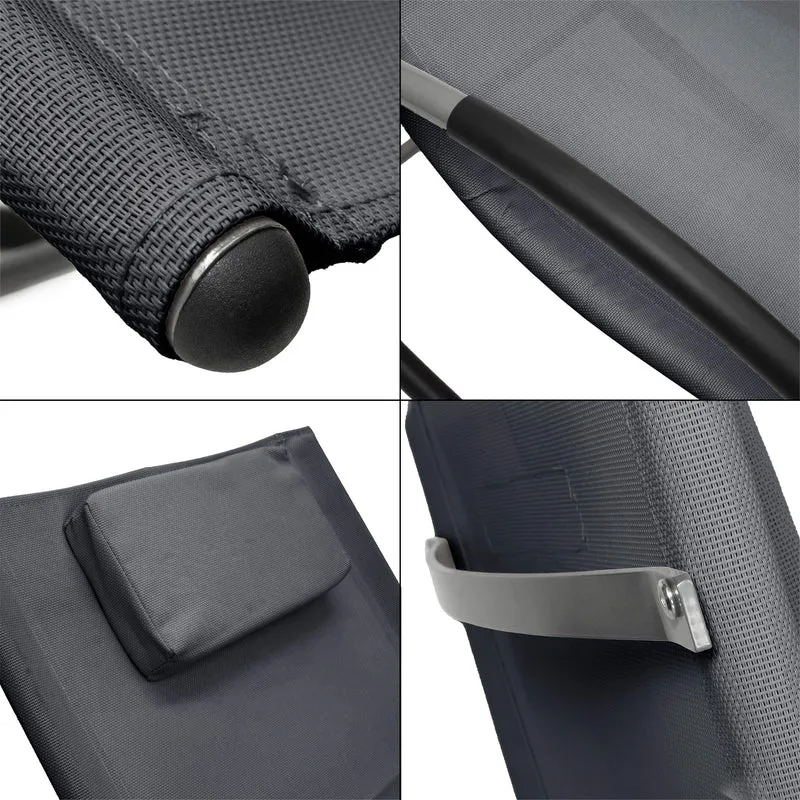 Schaukelliege mit Kopfkissen und Seitentasche Anthrazit aus Polyester und Stahl ML-Design