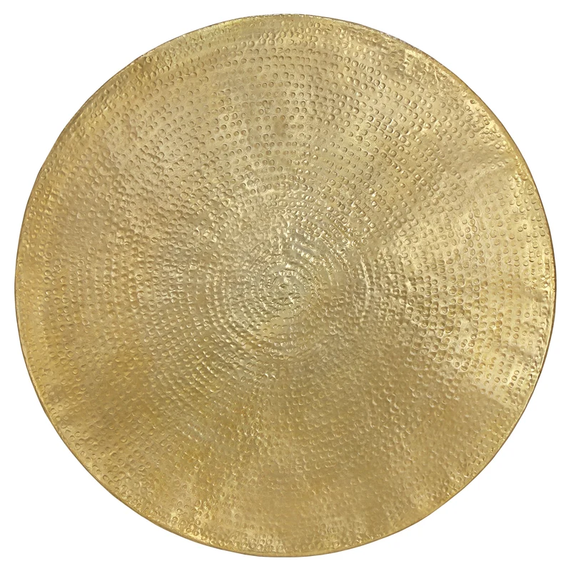 B-Ware Couchtisch Ø 90x46 cm Gold aus Aluminium in Hammerschlag Optik WOMO-Design