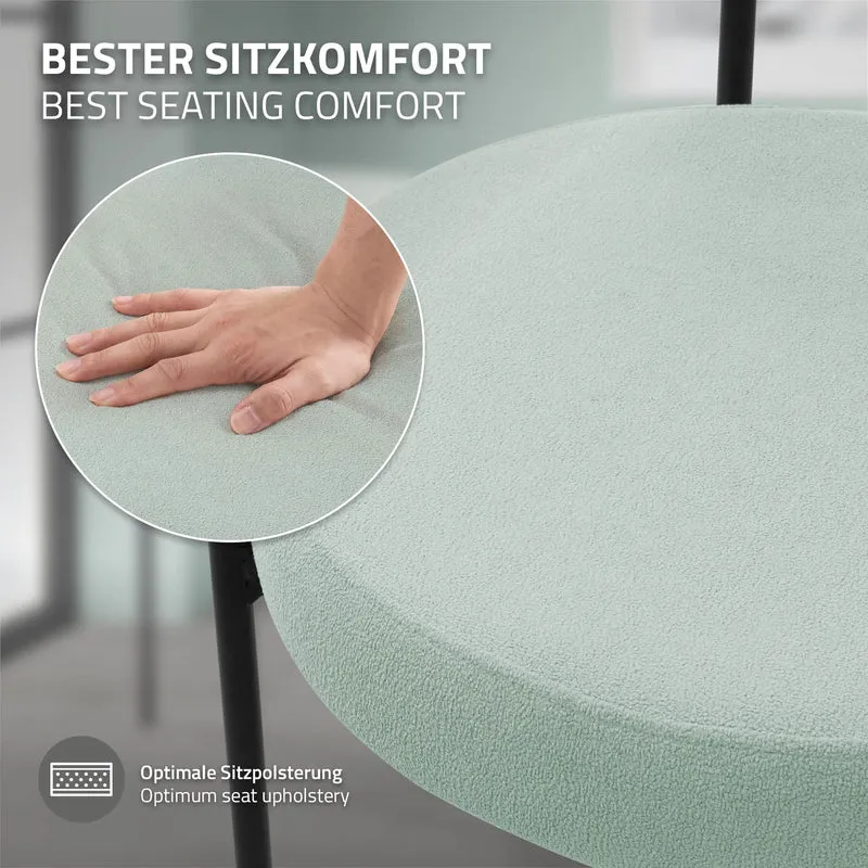 Esszimmerstuhl 6er Set mit Teddystoff mit Rückenlehne Grün Küchenstuhl ML-Design