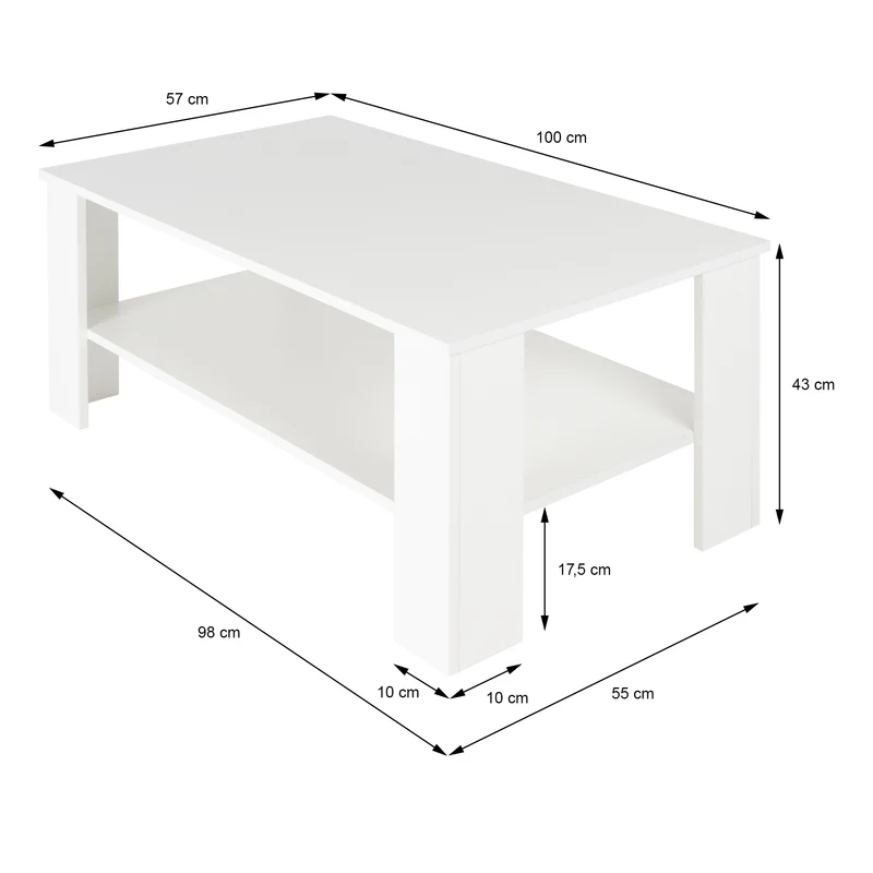 Couchtisch 100x57x43 cm Weiß ML-Design