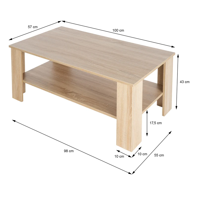 Couchtisch 100x43x57 cm Sonoma-Eiche ML-Design